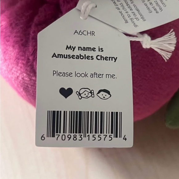 Jellycat Amuseables Cherry Plush in Pink and Green - Picture 2 of 3